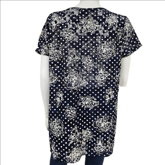 Eyeshadow V-Neck Short Sleeve Sheer With Floral Accent Size 17/19 - Picture 3 of 11